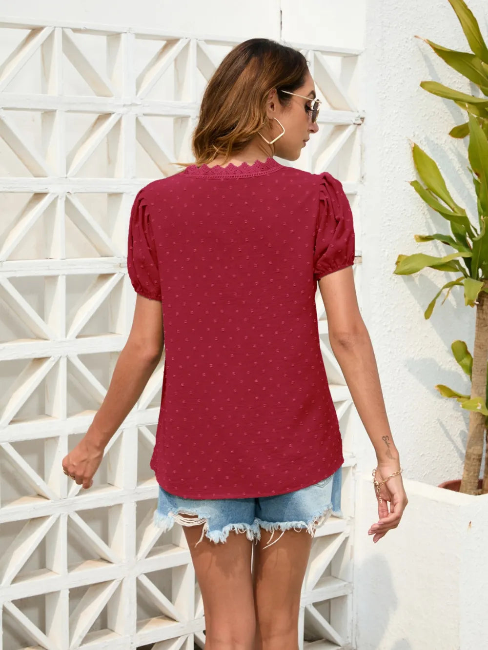 L’ADM – Blouse Délicate à Dentelle Pois
