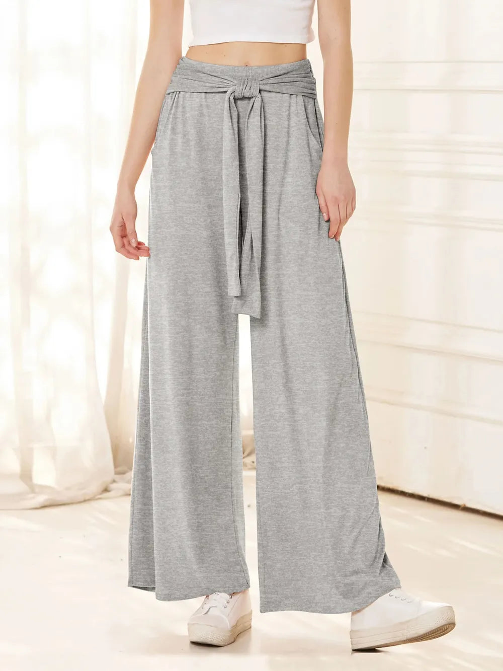L'ADM - Pantalon Évasé avec Ceinture Nouée