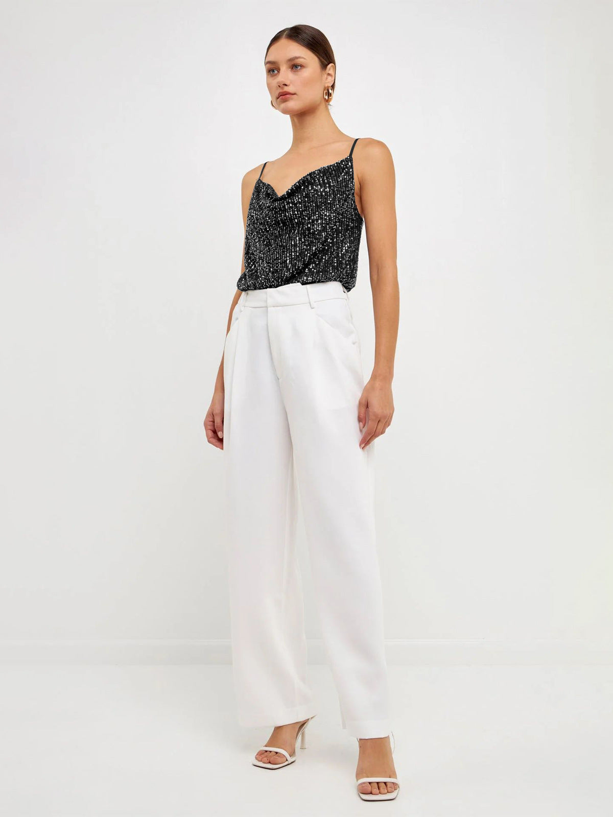 L’ADM – Top Camisole Glamour à Sequins & Perles