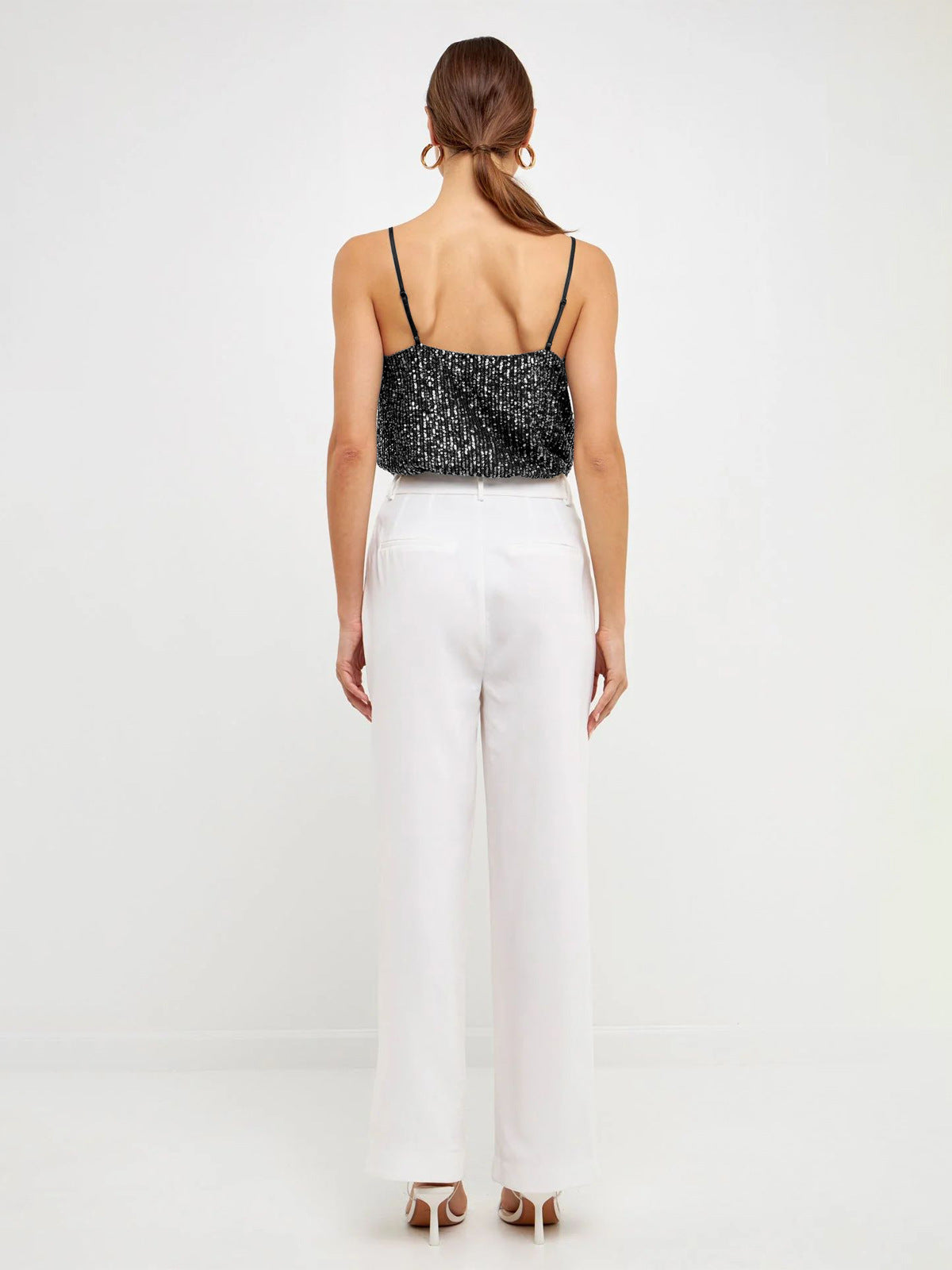 L’ADM – Top Camisole Glamour à Sequins & Perles