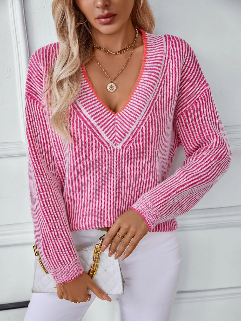 L'ADM - Pull Décontracté Tricoté à Coupe Ample