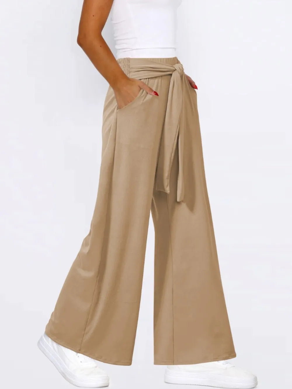 L'ADM - Pantalon Évasé avec Ceinture Nouée
