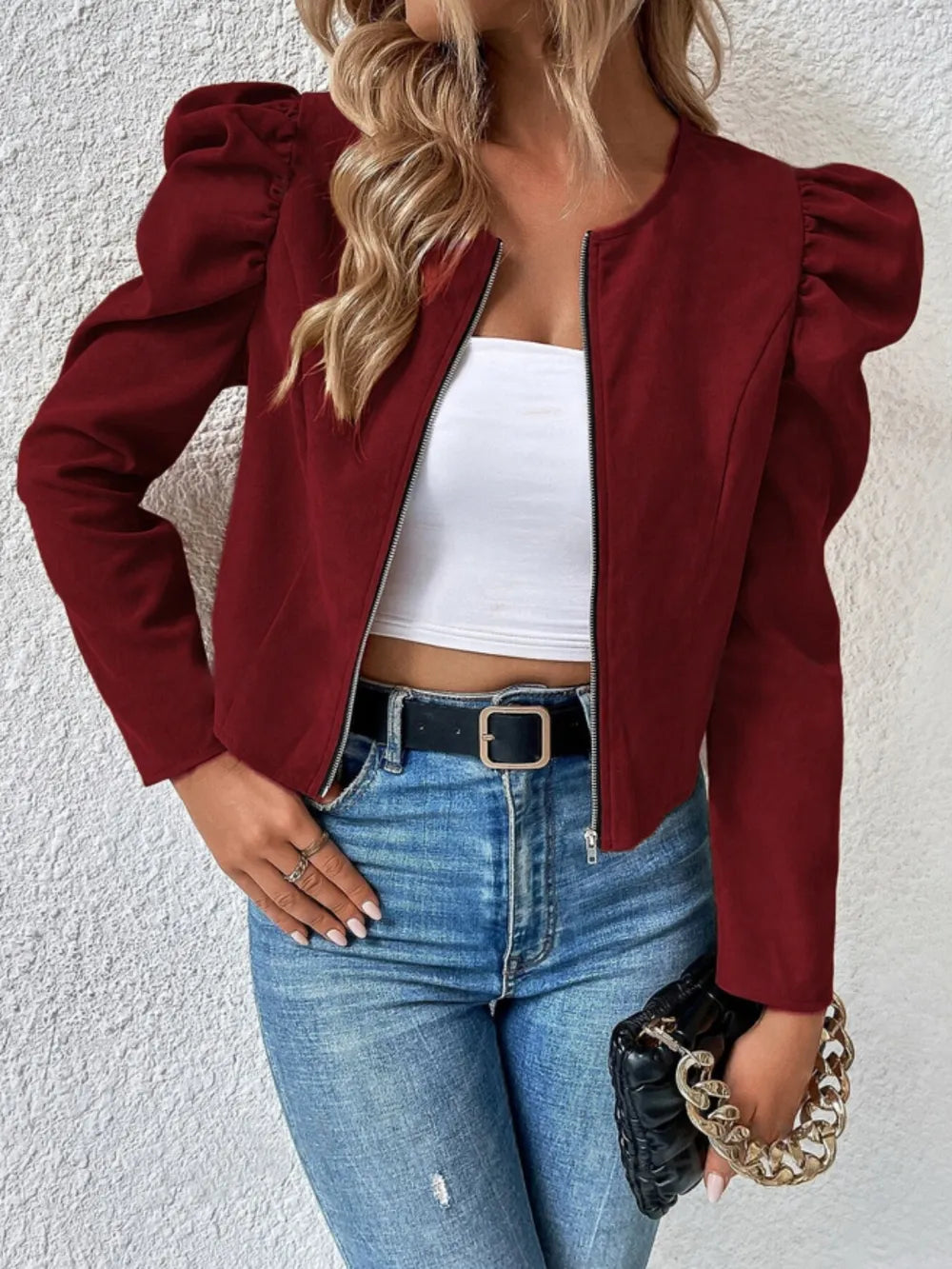 L’ADM – Veste Zippée à Manches Bouffantes