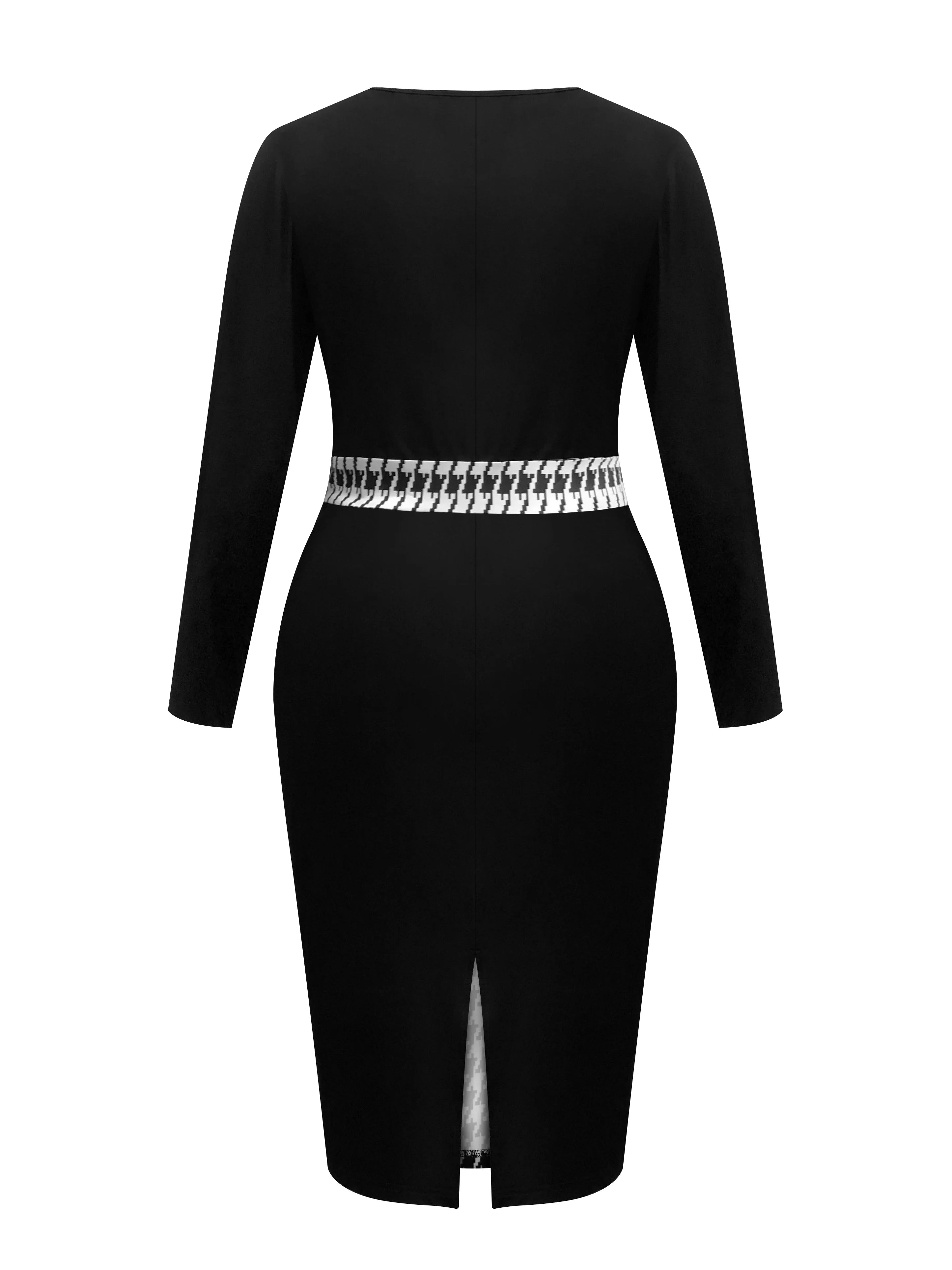 L’ADM – Robe Longue Élégante Grande Taille à Imprimé Pied-de-Poule