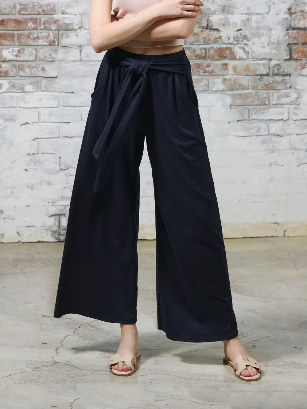 L'ADM - Pantalon Évasé avec Ceinture Nouée