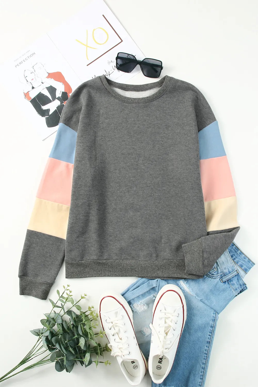 L'ADM - Sweatshirt Color Block à Col Rond