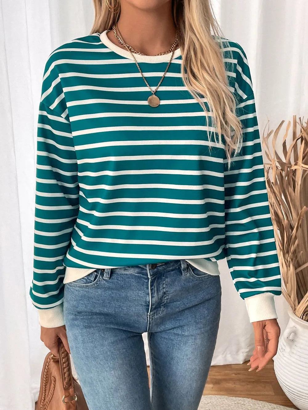L'ADM - Sweat-shirt à Rayures Contraste
