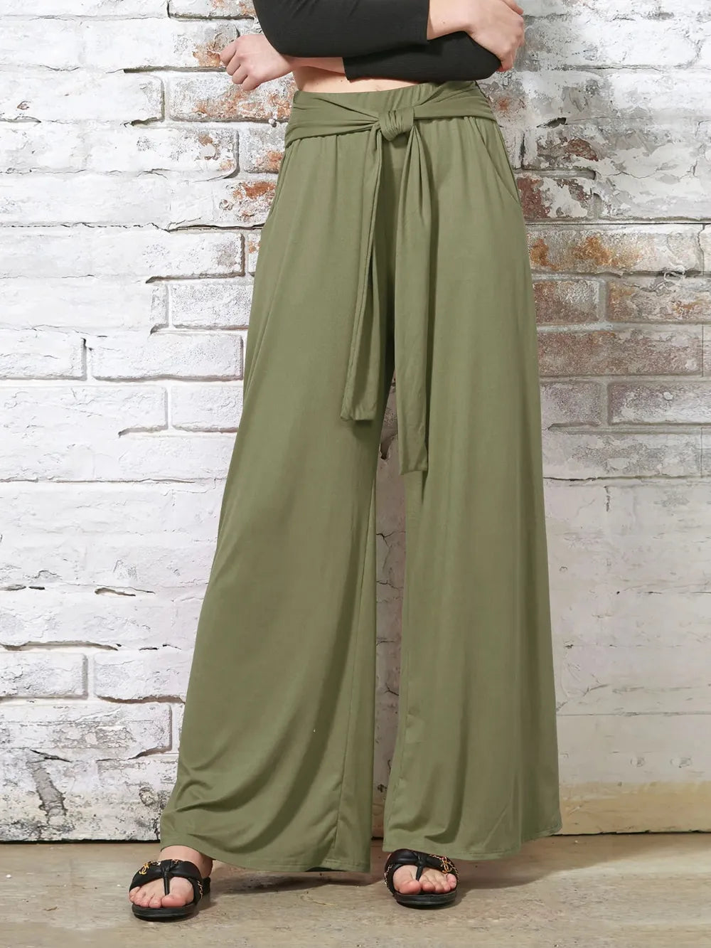 L'ADM - Pantalon Évasé avec Ceinture Nouée