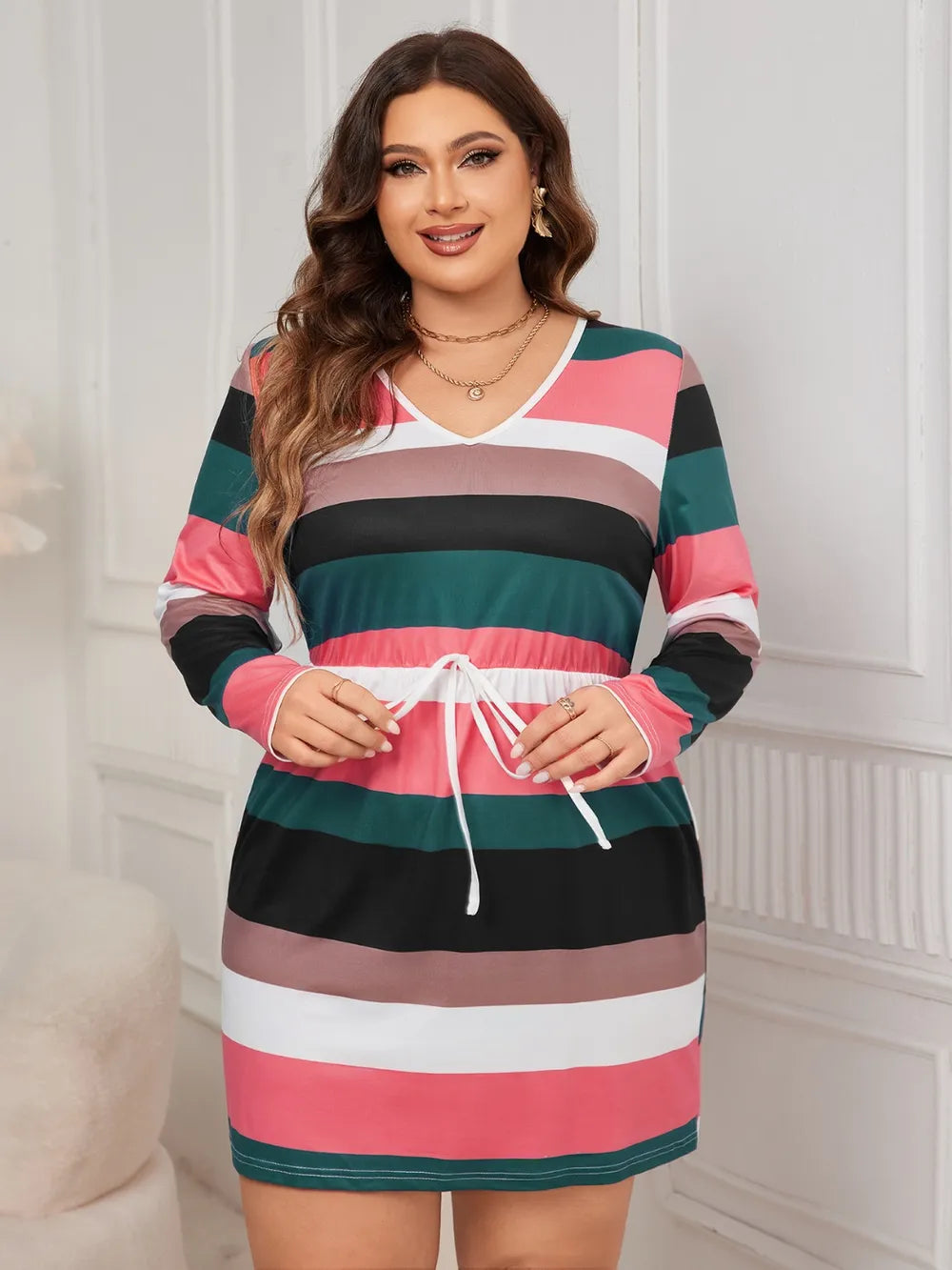 L’ADM - Robe Grande Taille à Rayures Élégante