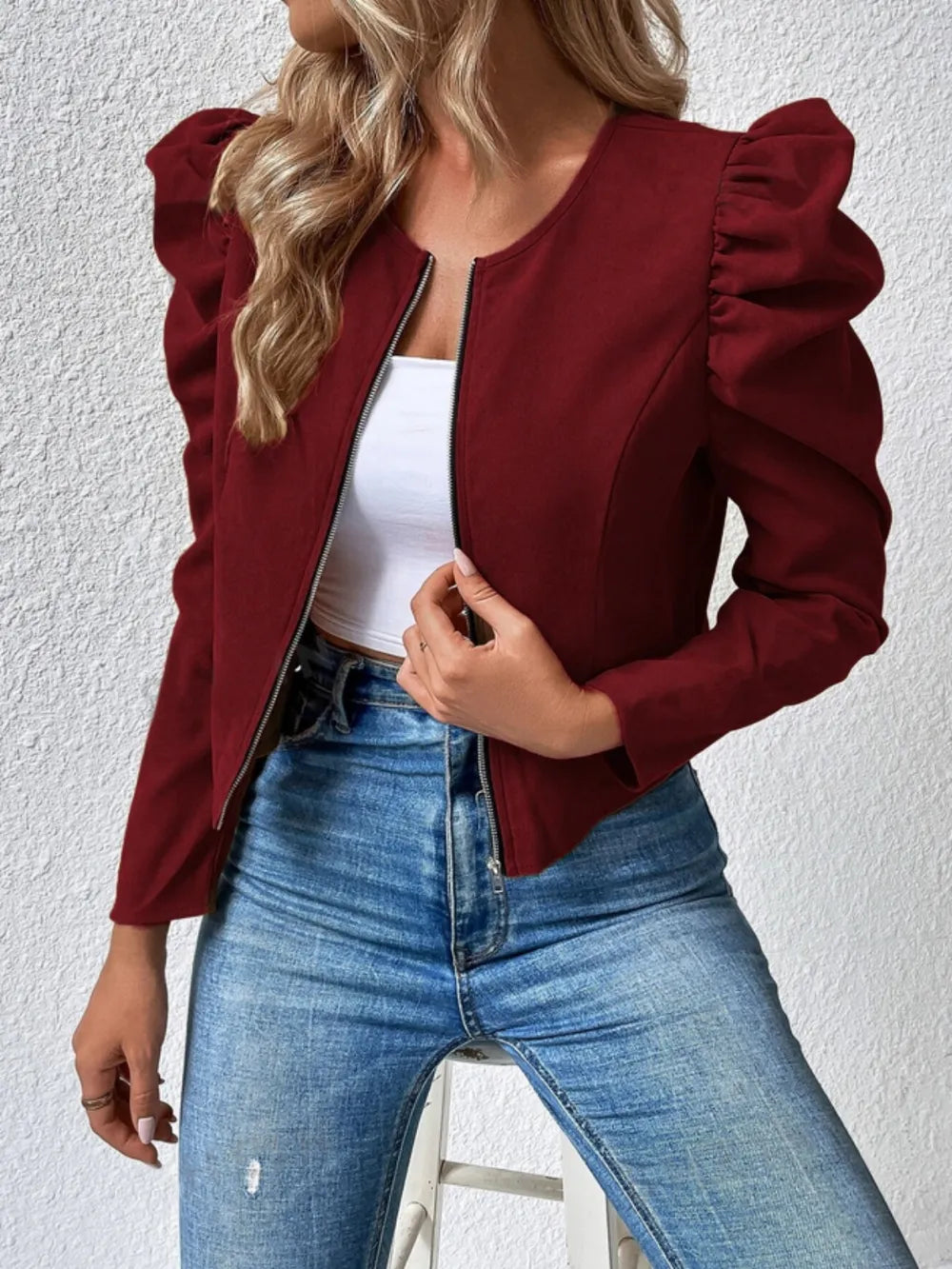 L’ADM – Veste Zippée à Manches Bouffantes