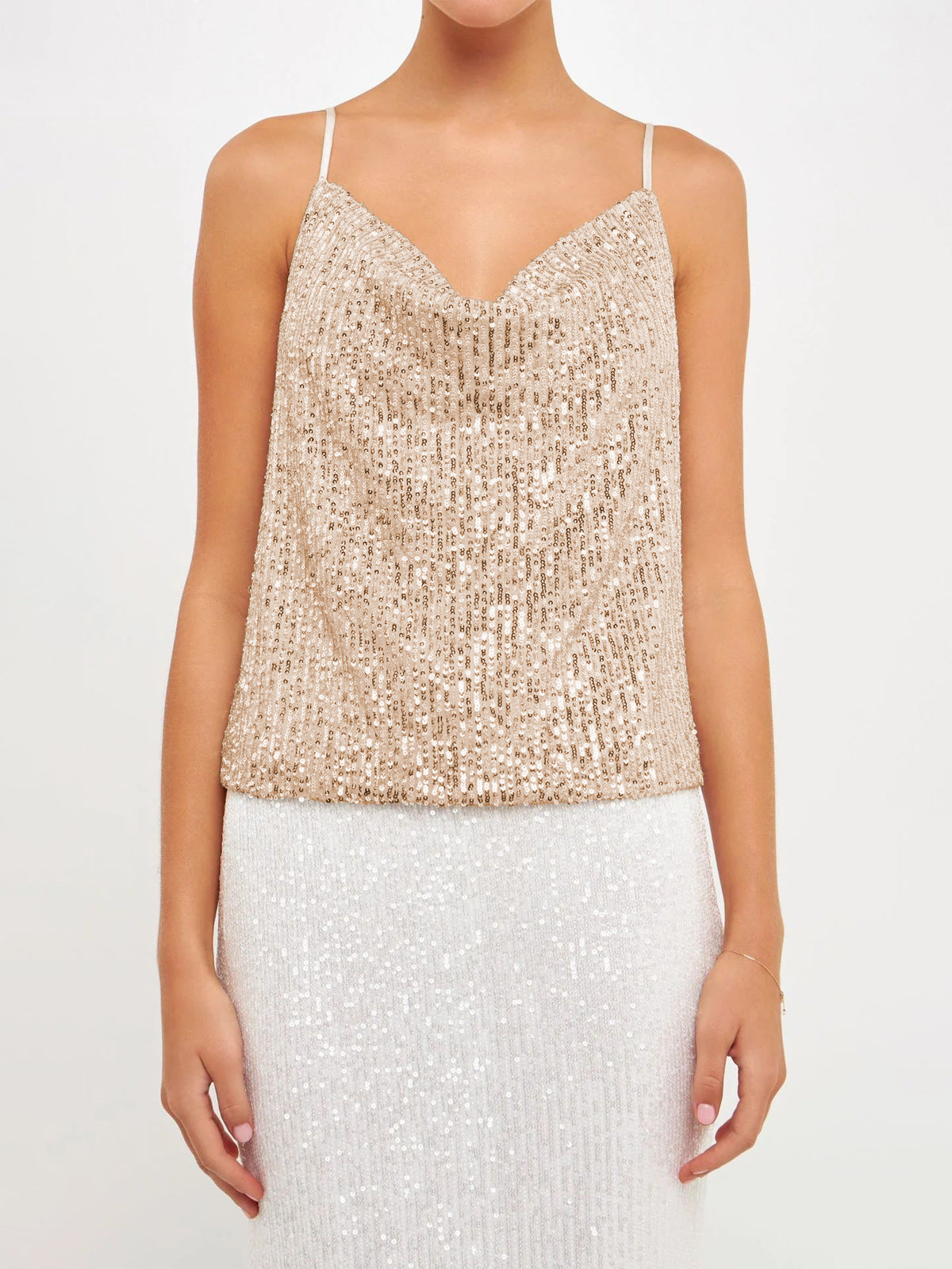 L’ADM – Top Camisole Glamour à Sequins & Perles