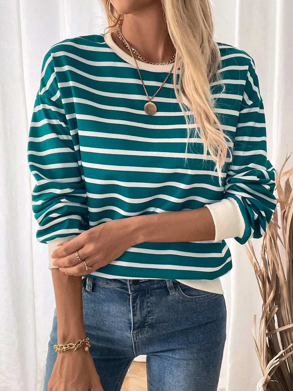 L'ADM - Sweat-shirt à Rayures Contraste