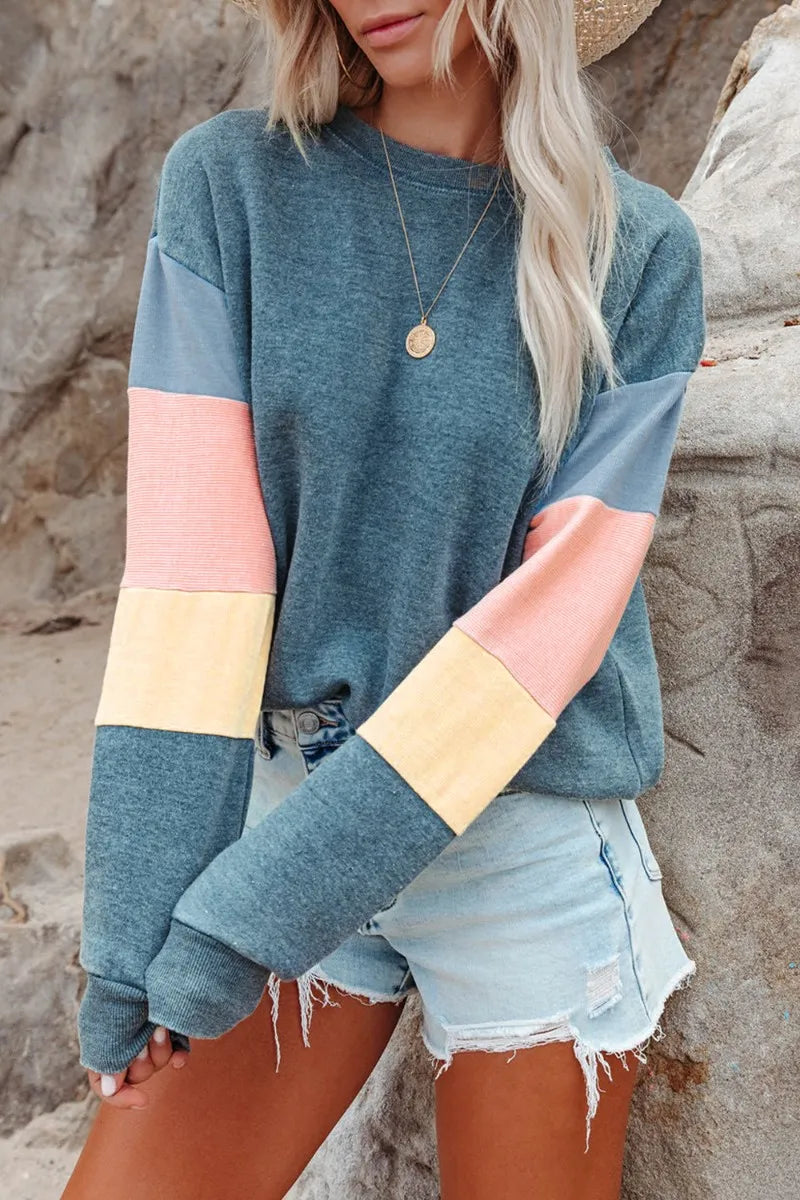 L'ADM - Sweatshirt Color Block à Col Rond
