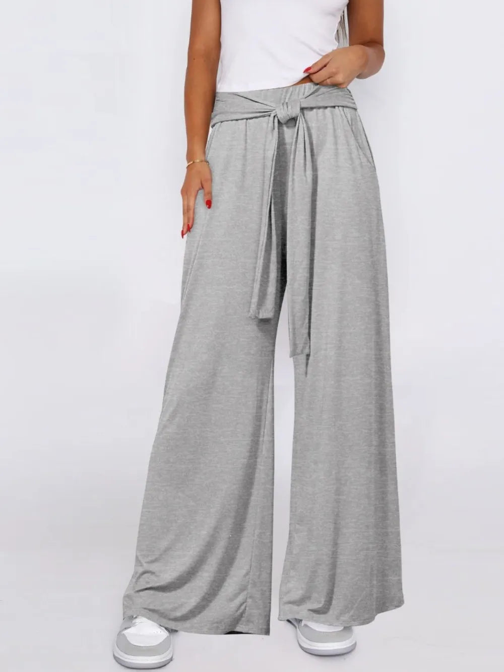 L'ADM - Pantalon Évasé avec Ceinture Nouée