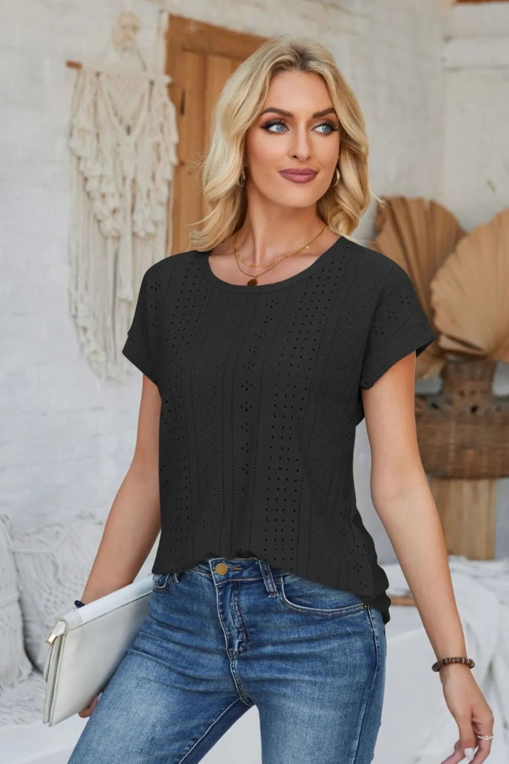 L’ADM – T-shirt Détail Œillet à Manches Repliées