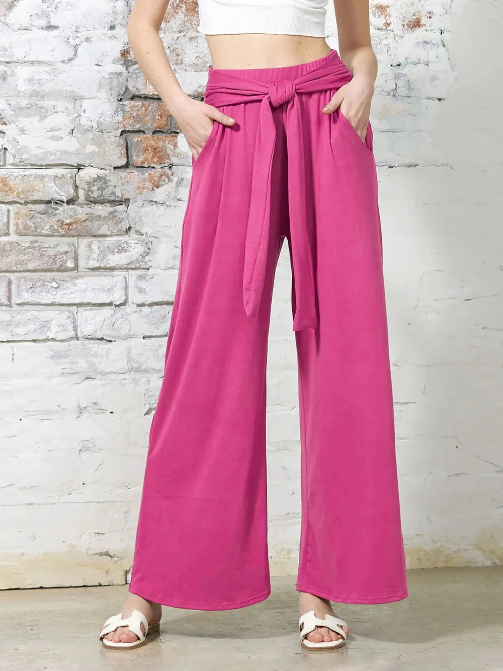 L'ADM - Pantalon Évasé avec Ceinture Nouée