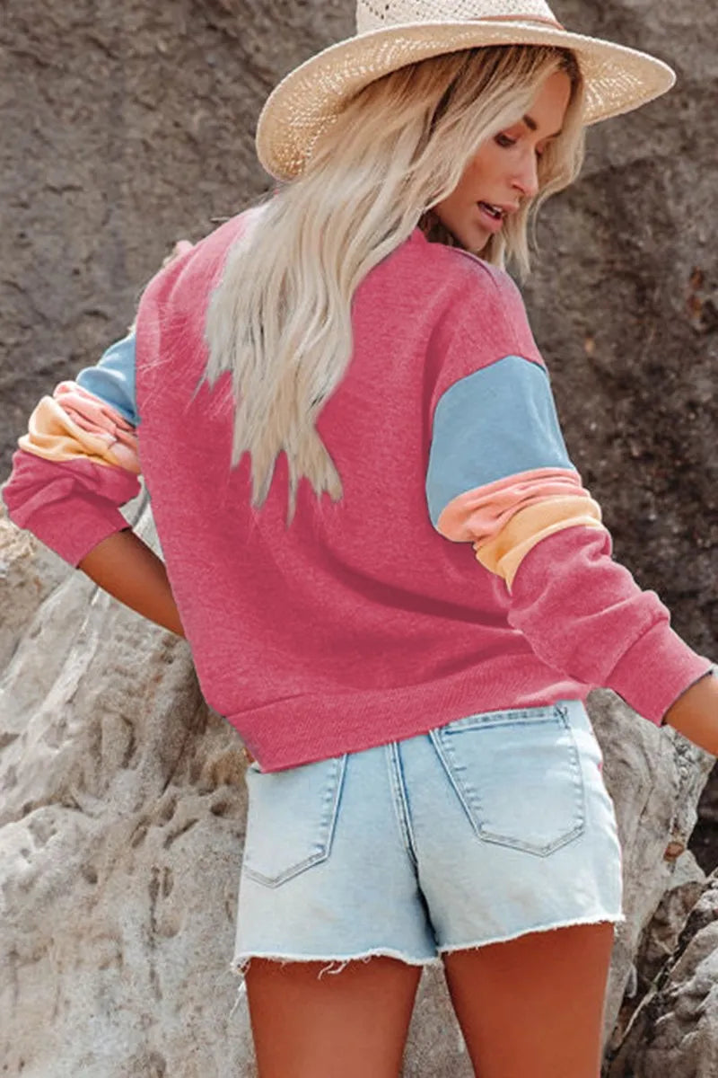 L'ADM - Sweatshirt Color Block à Col Rond