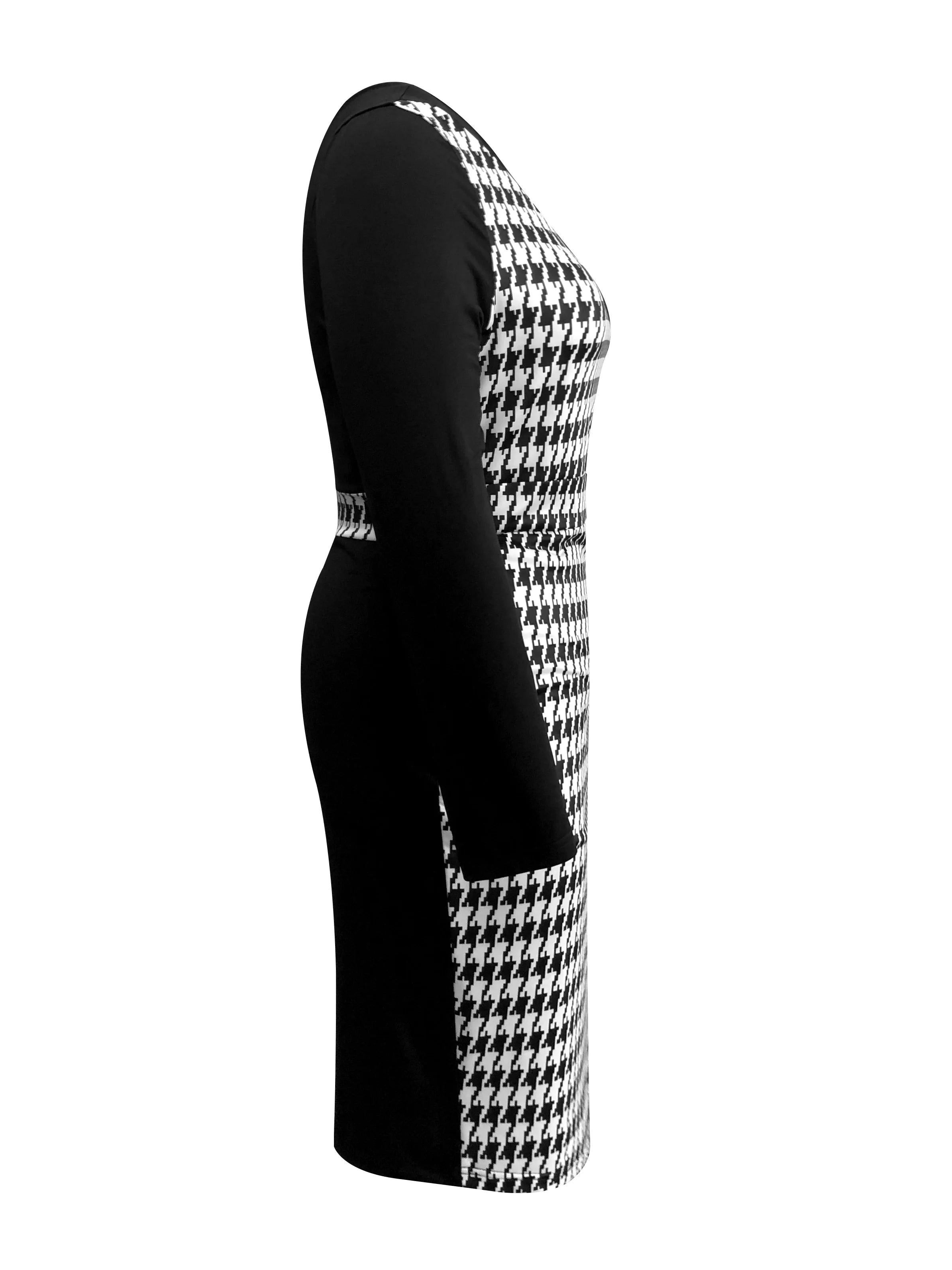 L’ADM – Robe Longue Élégante Grande Taille à Imprimé Pied-de-Poule