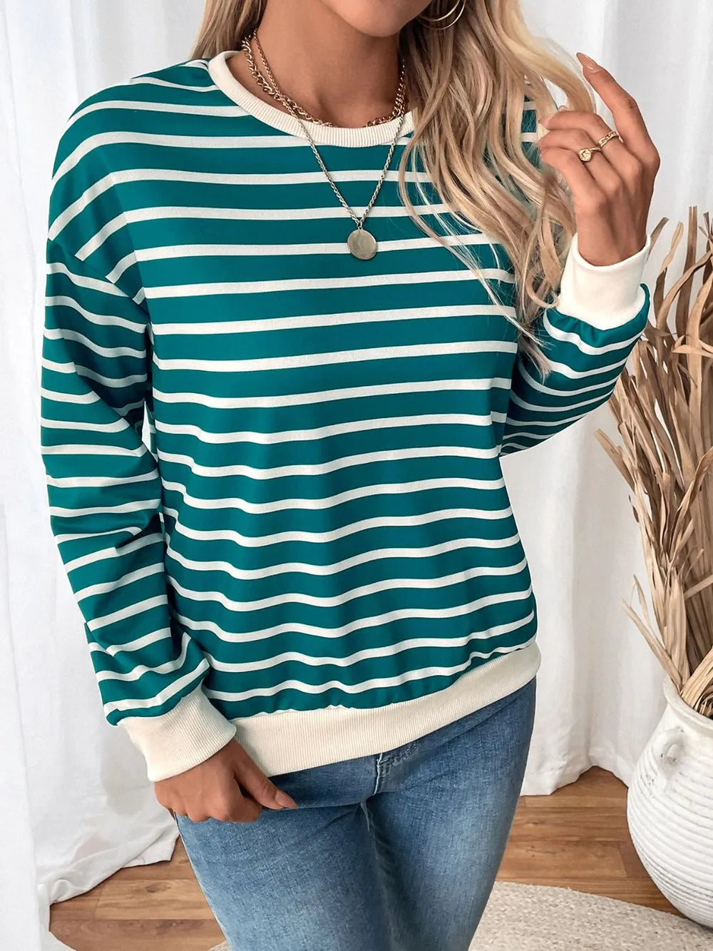 L'ADM - Sweat-shirt à Rayures Contraste