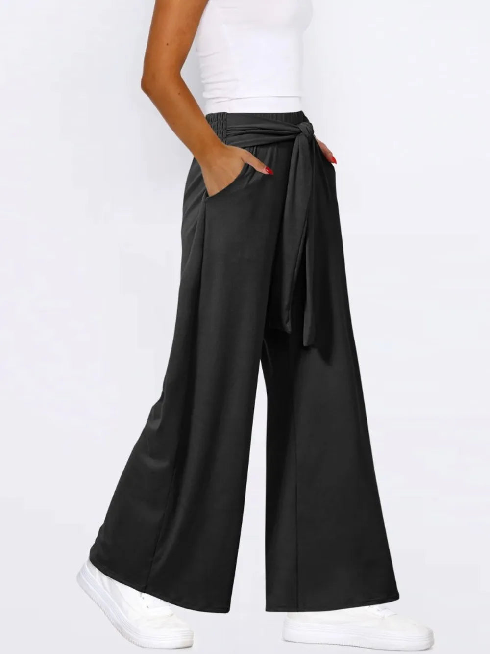 L'ADM - Pantalon Évasé avec Ceinture Nouée
