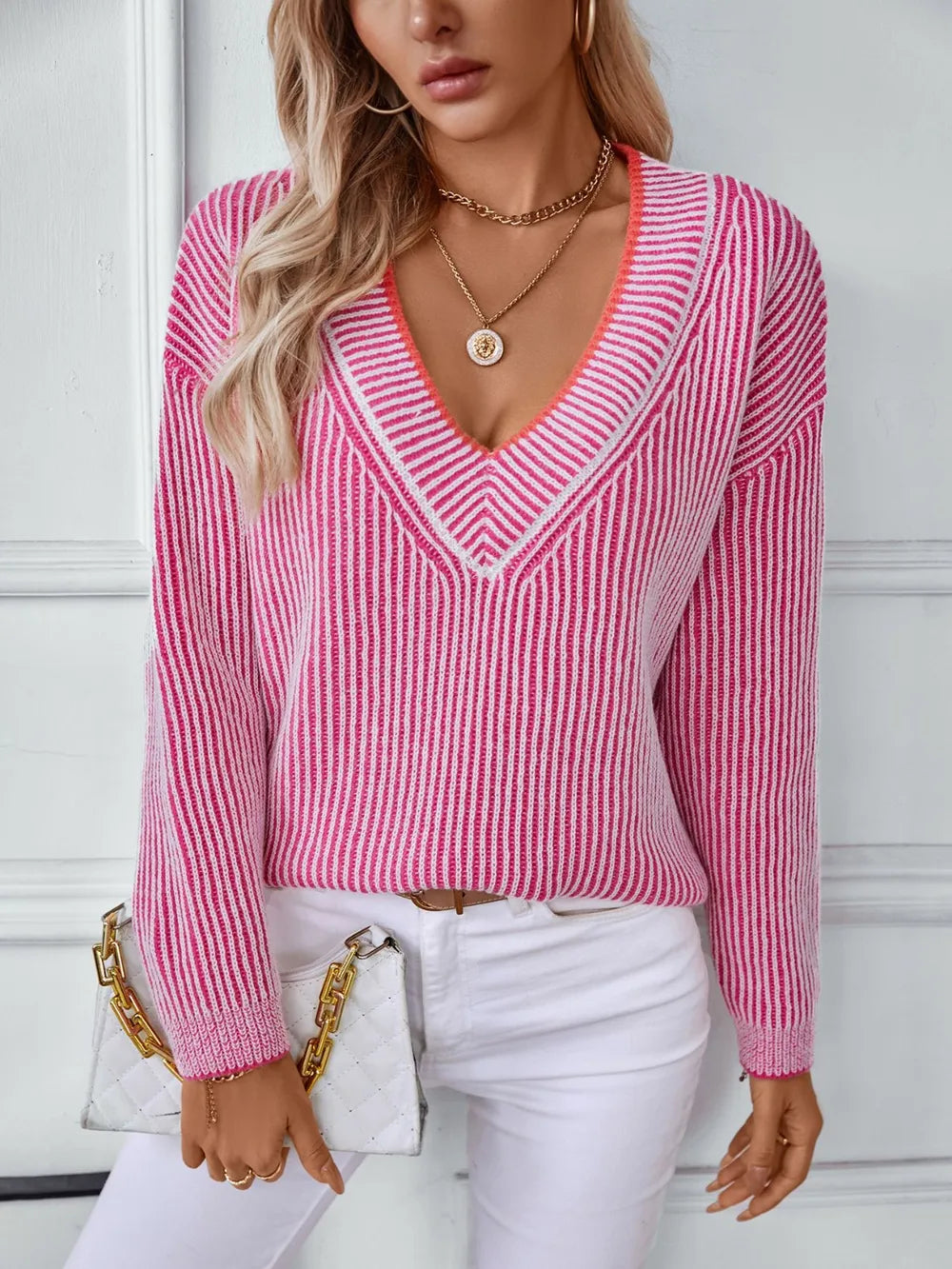 L'ADM - Pull Décontracté Tricoté à Coupe Ample
