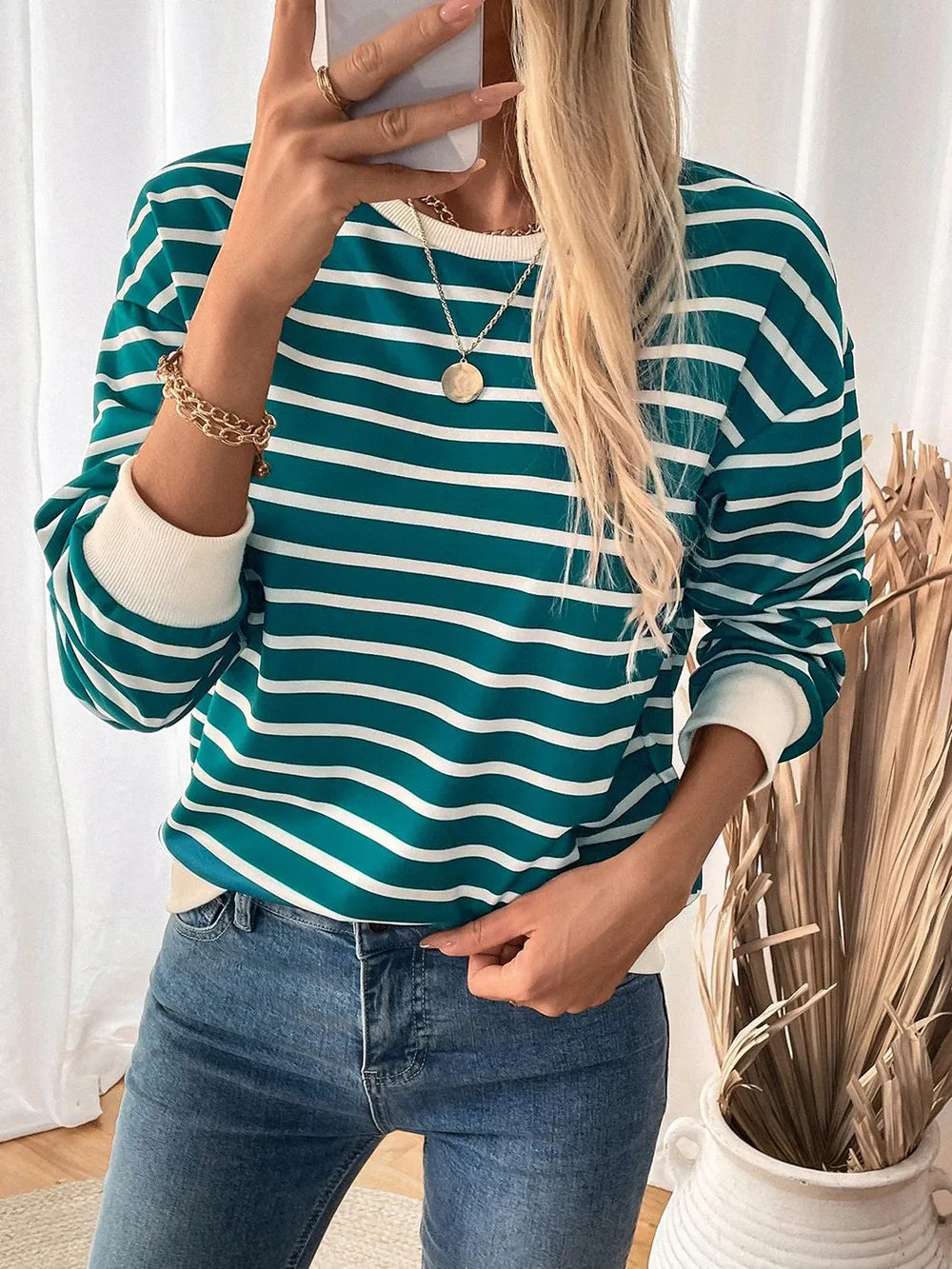 L'ADM - Sweat-shirt à Rayures Contraste