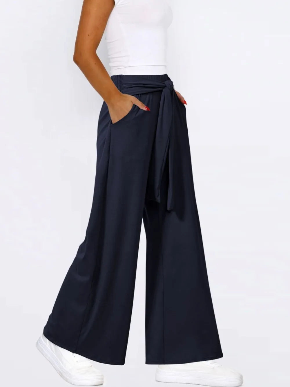 L'ADM - Pantalon Évasé avec Ceinture Nouée
