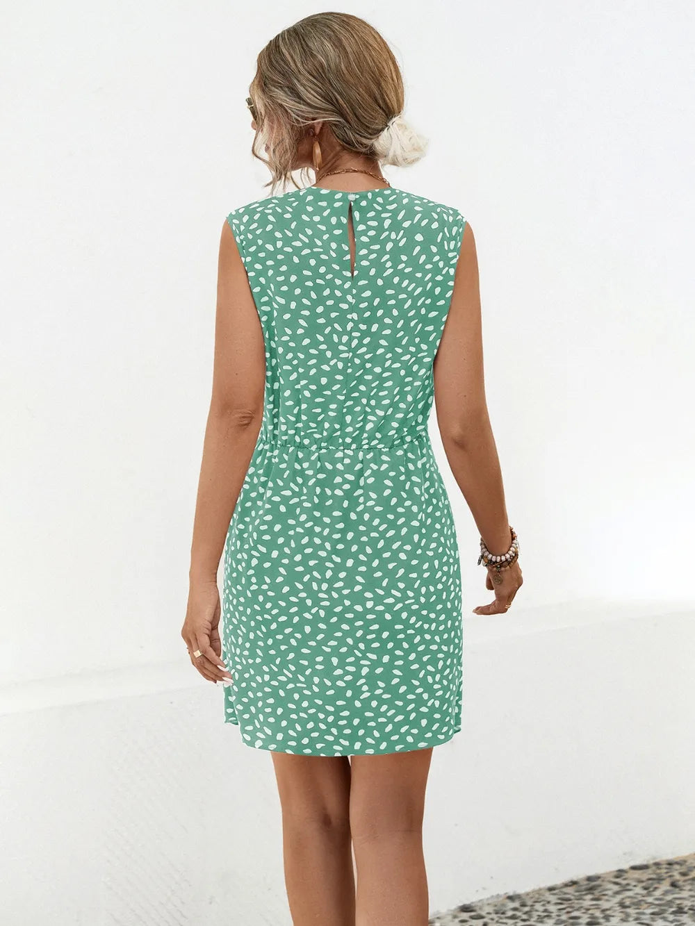 L'ADM - Robe Mini Sans Manches à Imprimé Torsadé
