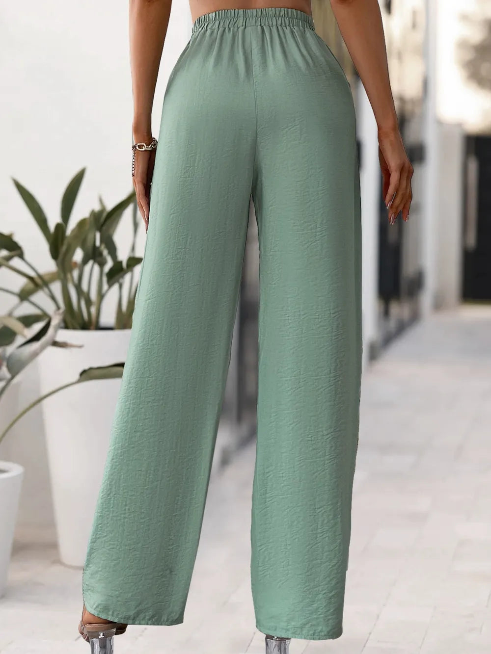 L'ADM - Pantalon Large Taille Haute à Ceinture Nouée