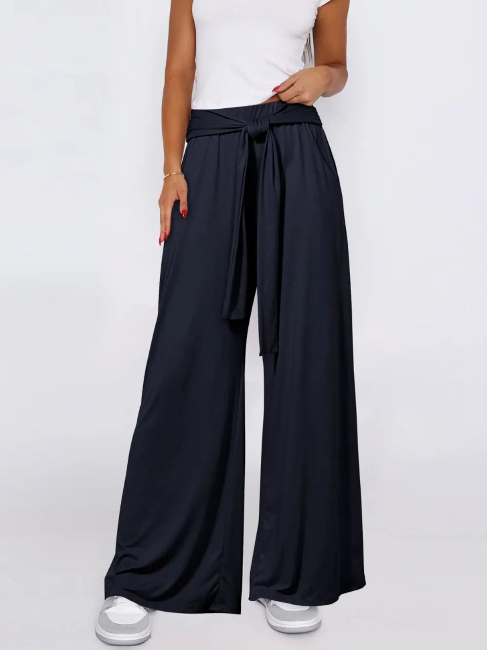 L'ADM - Pantalon Évasé avec Ceinture Nouée