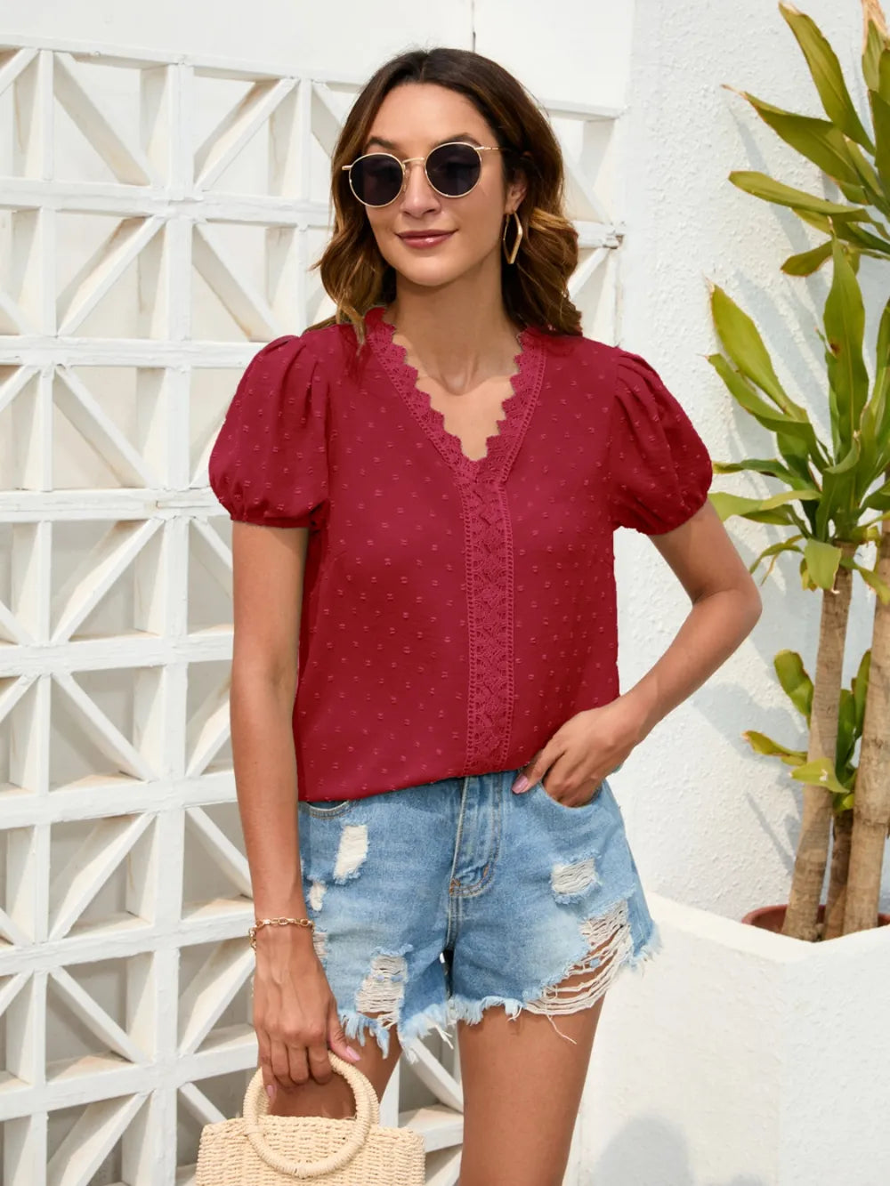 L’ADM – Blouse Délicate à Dentelle Pois