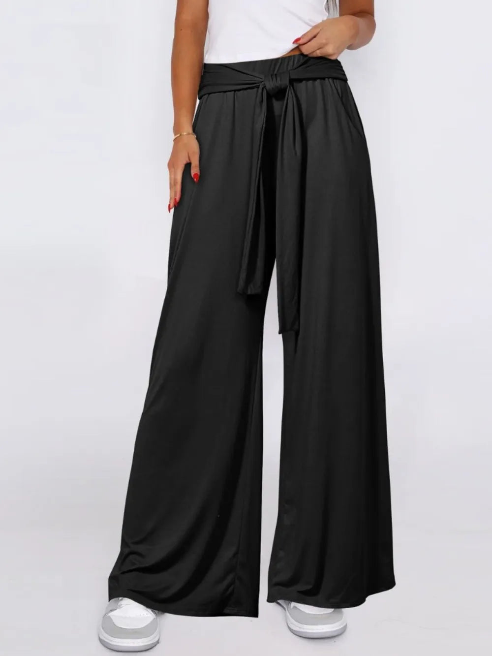 L'ADM - Pantalon Évasé avec Ceinture Nouée