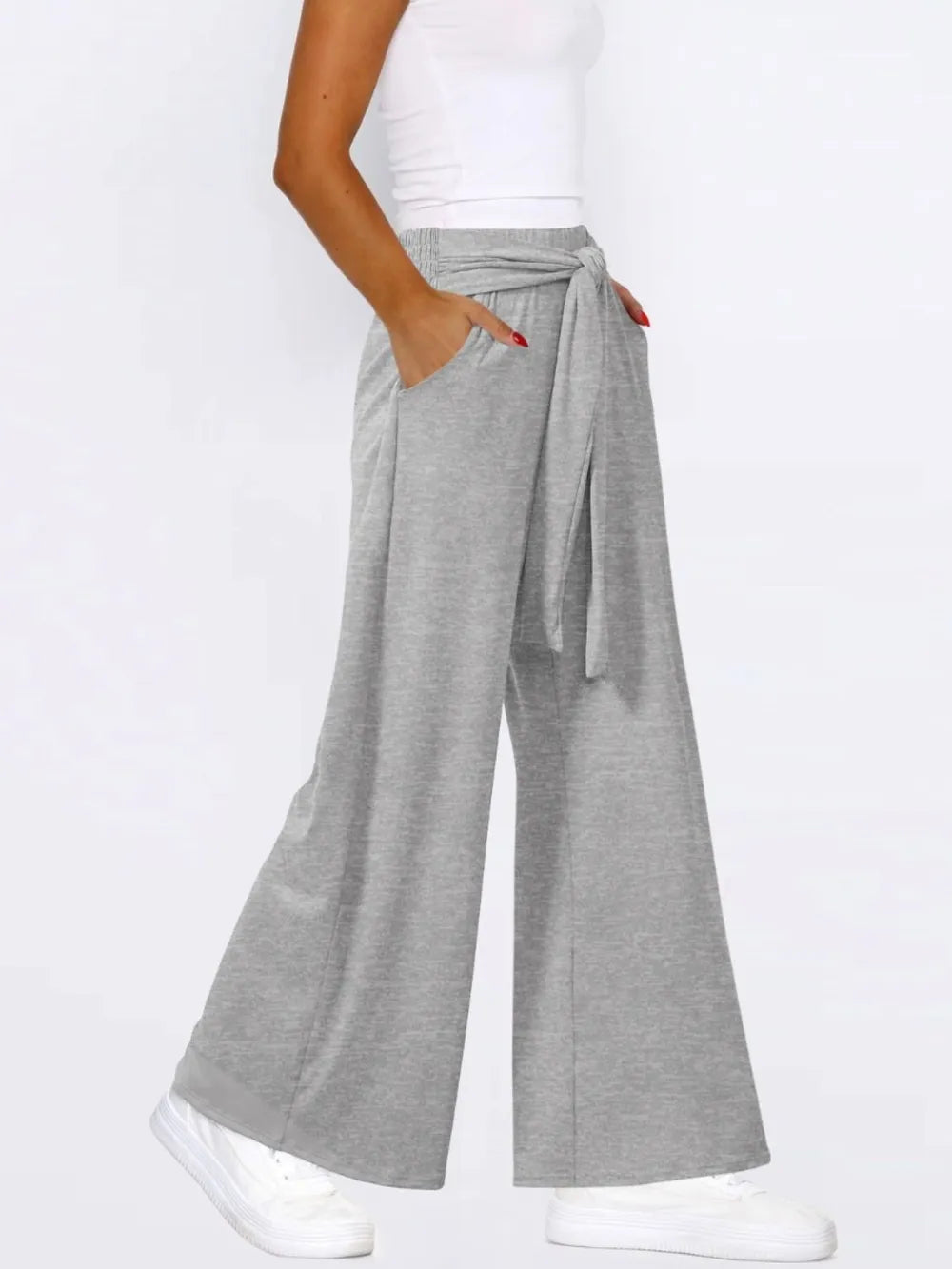 L'ADM - Pantalon Évasé avec Ceinture Nouée