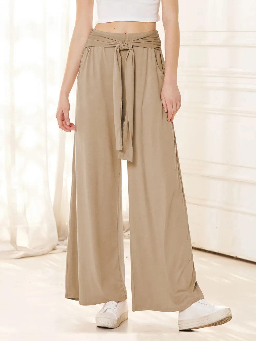 L'ADM - Pantalon Évasé avec Ceinture Nouée