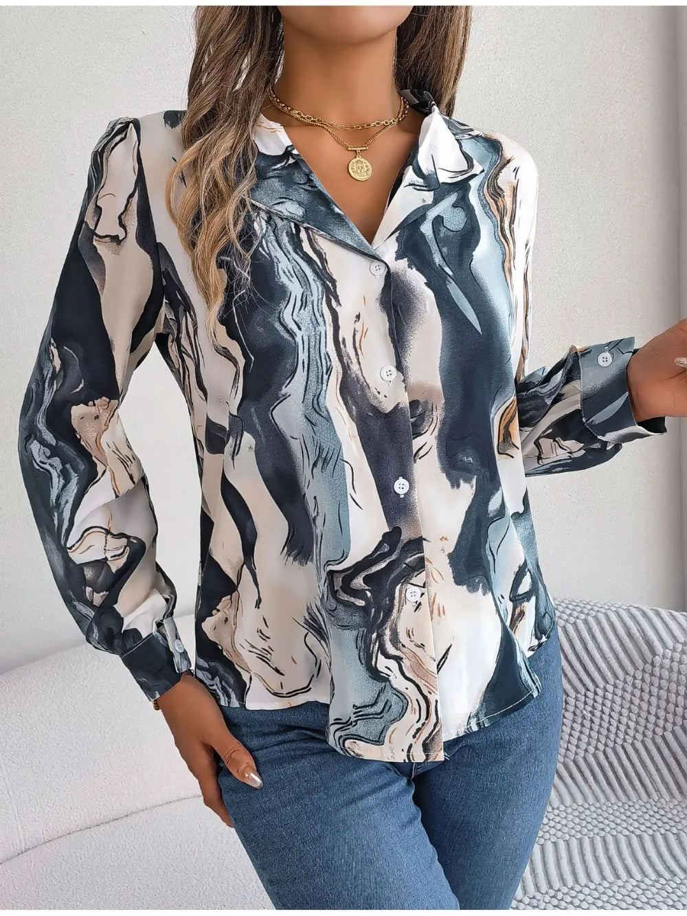 L’ADM - Blouse Imprimée Col Boutonné