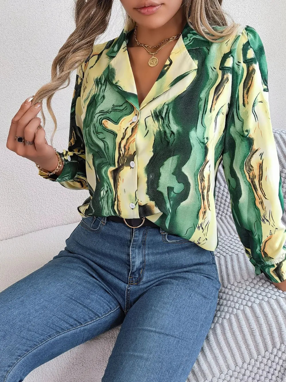 L’ADM - Blouse Imprimée Col Boutonné
