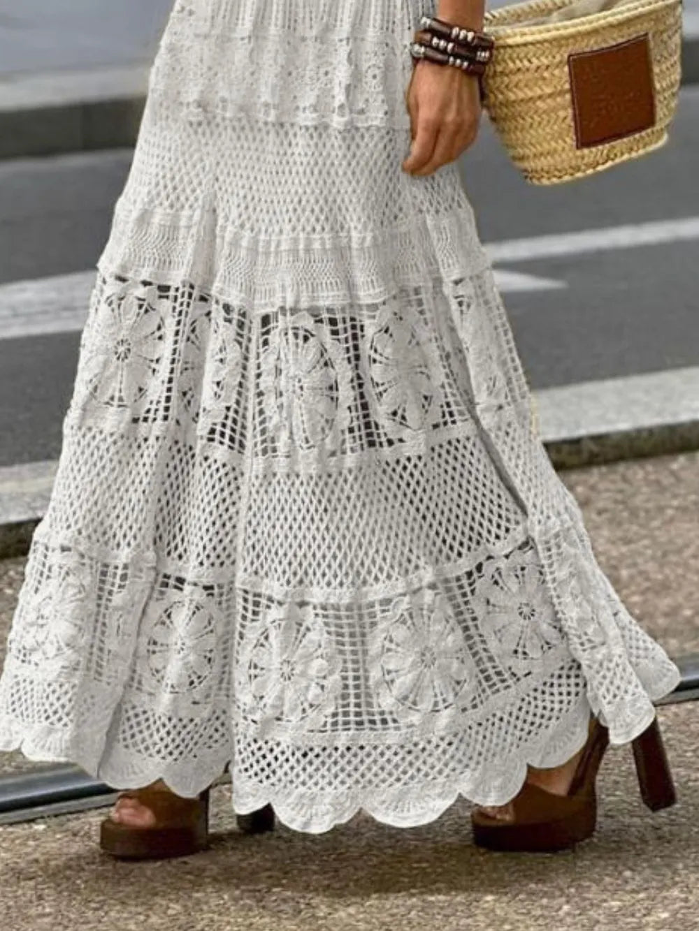L'ADM - Jupe longue en crochet ajouré