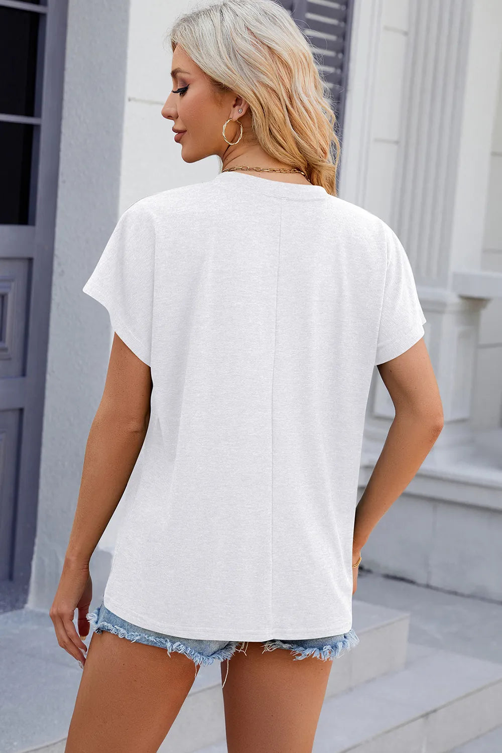 L'ADM – T-shirt Femme Décontracté Uni à Manches Courtes