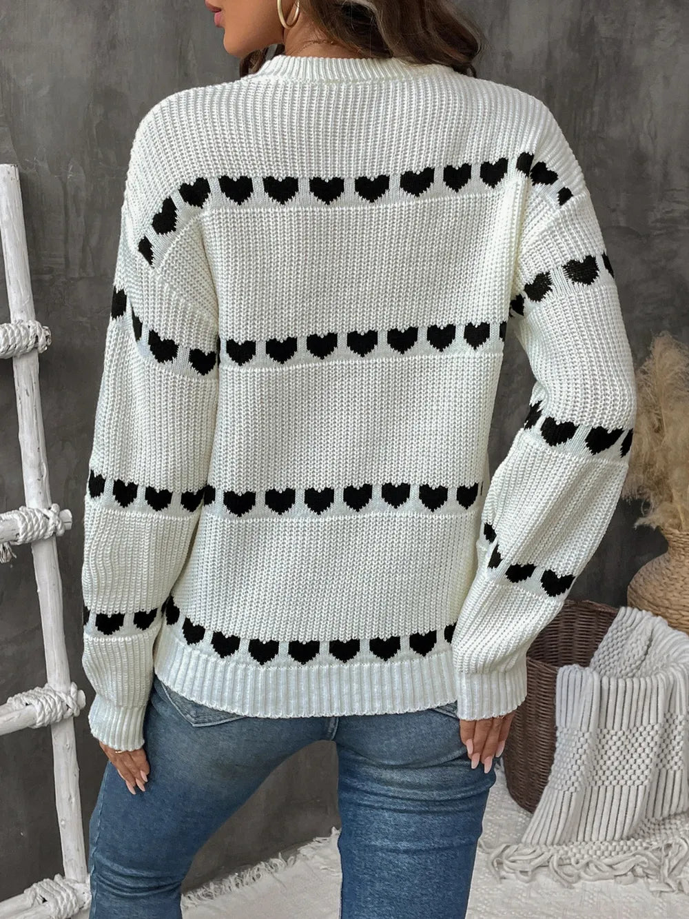 L'ADM - Pull à col rond avec motif cœur