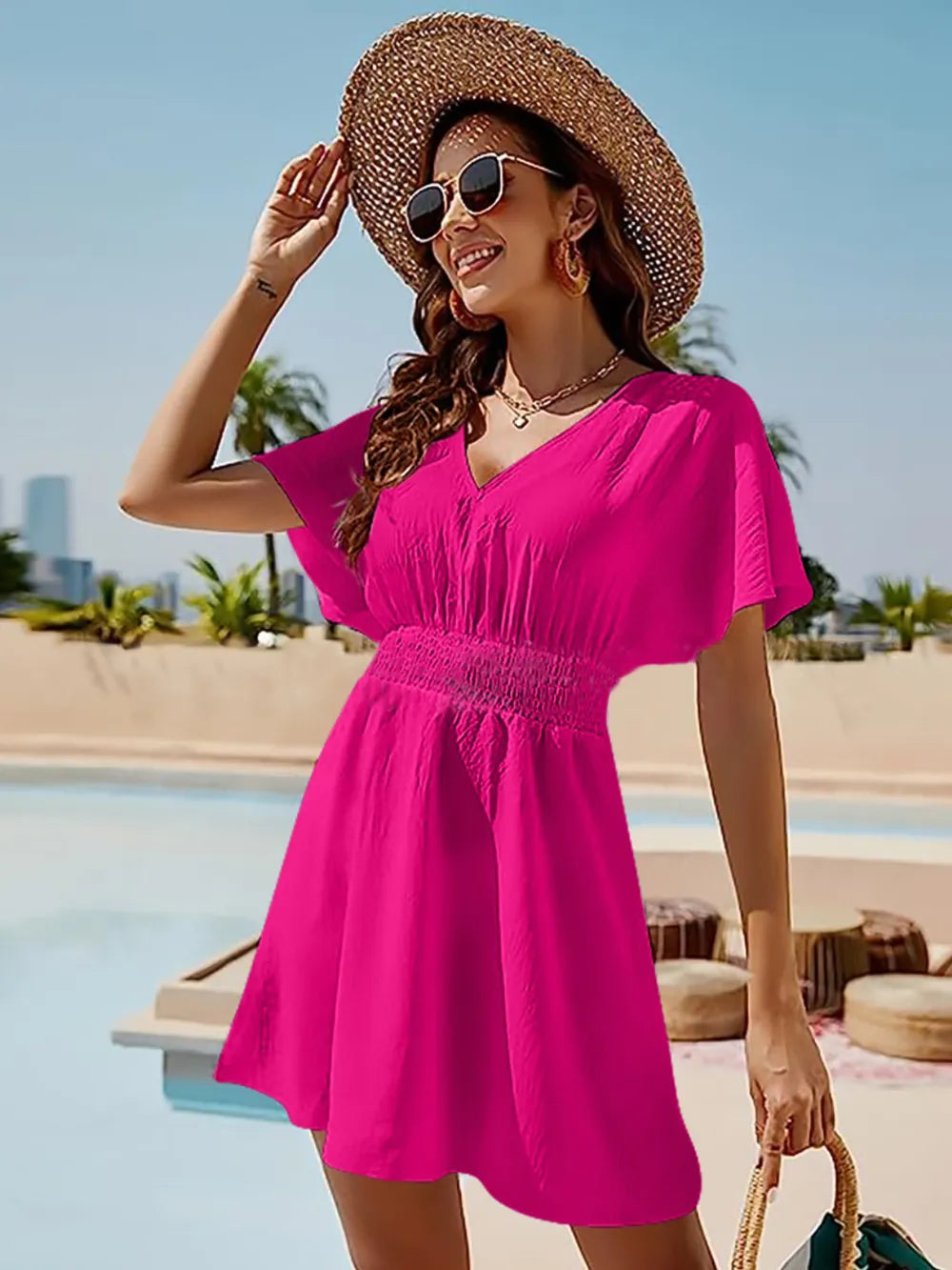 L'ADM - Robe Courte Bohème à Smocks