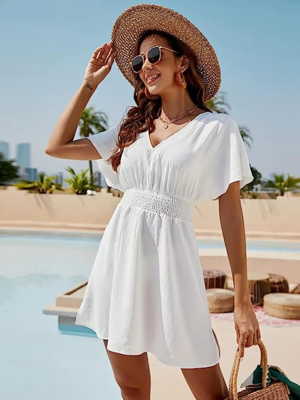 L'ADM - Robe Courte Bohème à Smocks