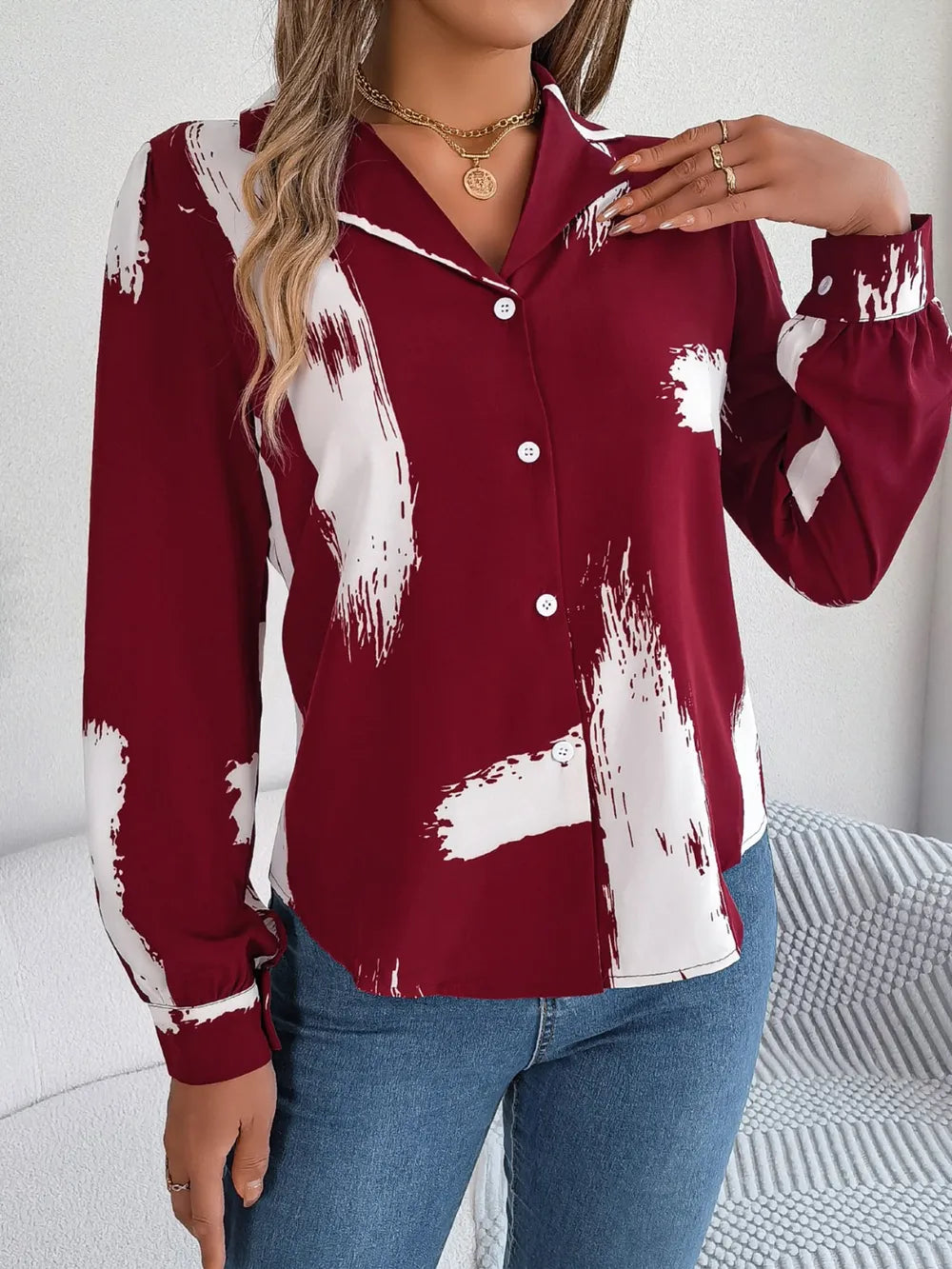 L’ADM - Blouse Imprimée Col Boutonné