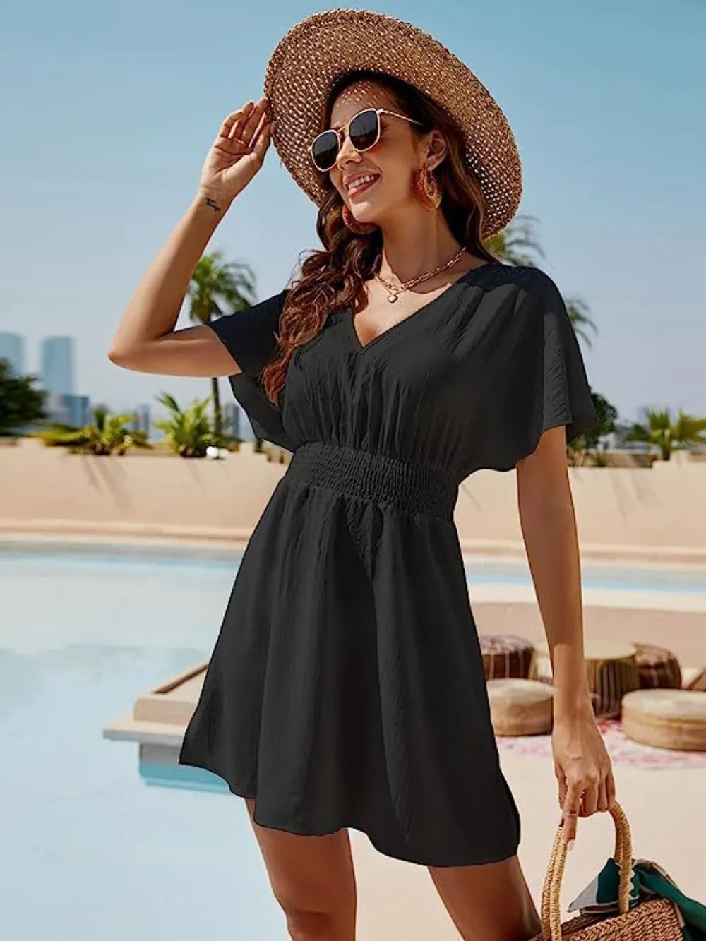 L'ADM - Robe Courte Bohème à Smocks