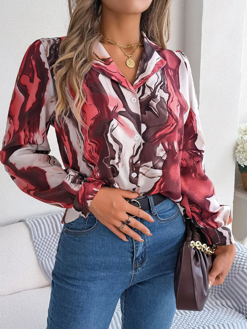 L’ADM - Blouse Imprimée Col Boutonné