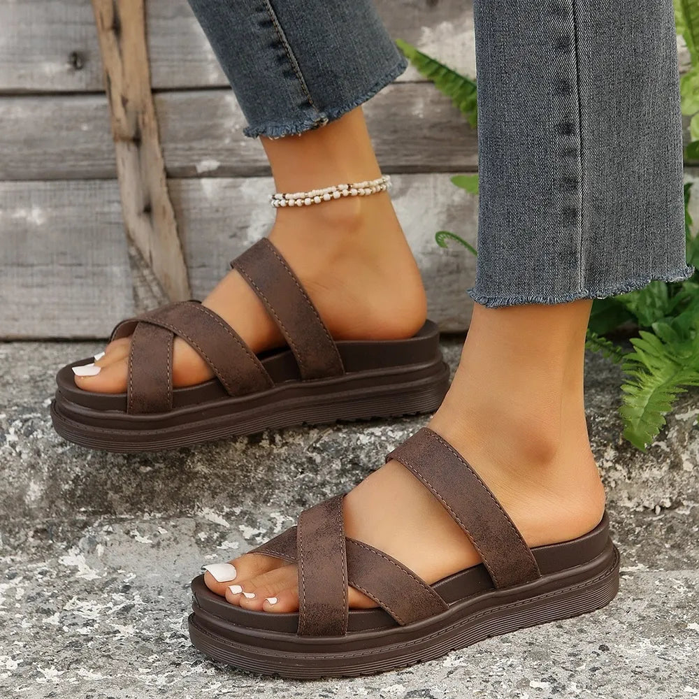 L'ADM - Sandales Plates en Similicuir