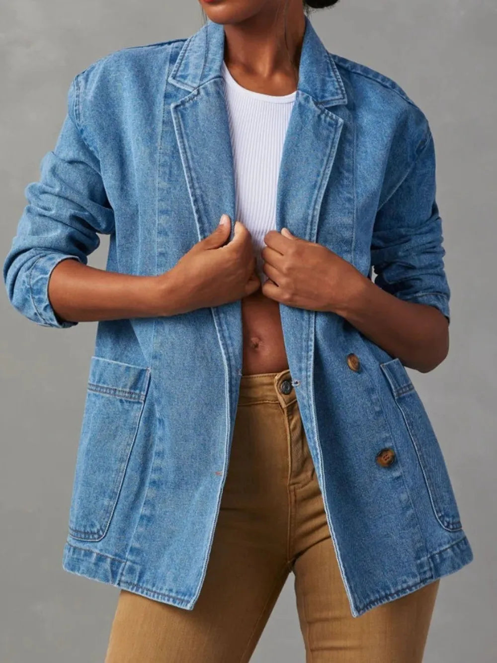 L’ADM - Veste Longue en Jean à Col Revers
