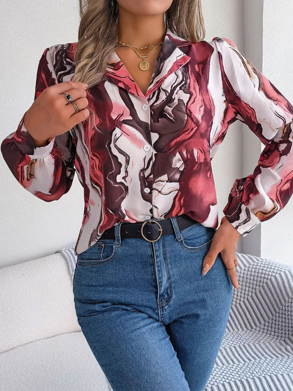 L’ADM - Blouse Imprimée Col Boutonné