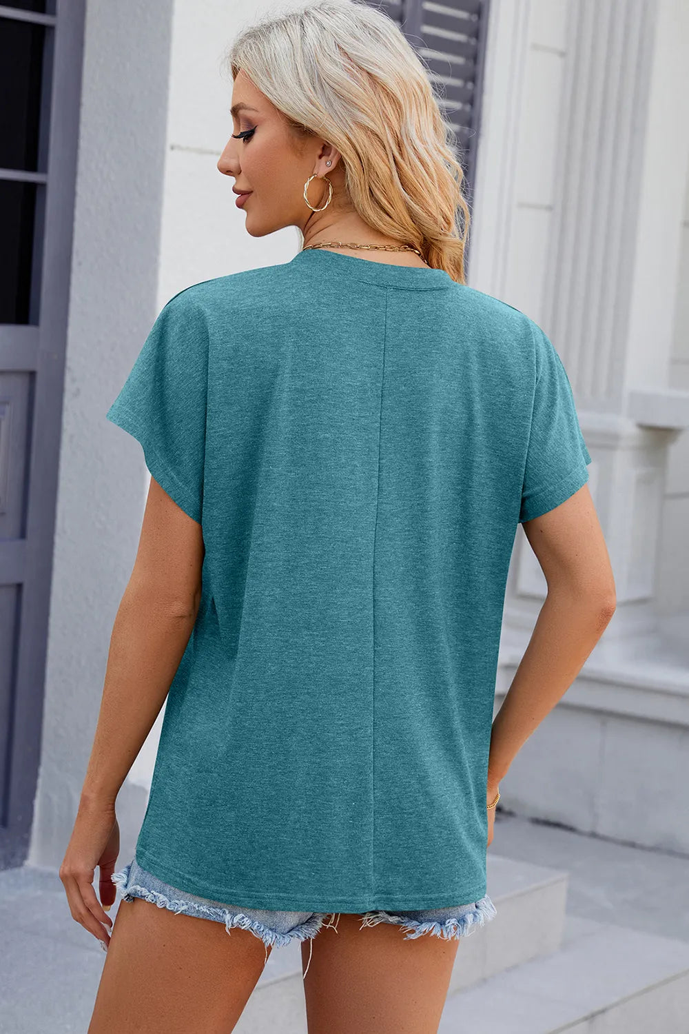 L'ADM – T-shirt Femme Décontracté Uni à Manches Courtes