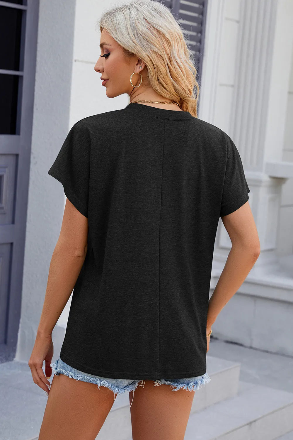 L'ADM – T-shirt Femme Décontracté Uni à Manches Courtes
