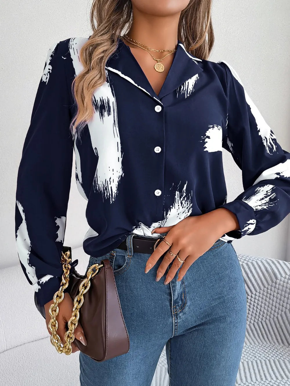 L’ADM - Blouse Imprimée Col Boutonné